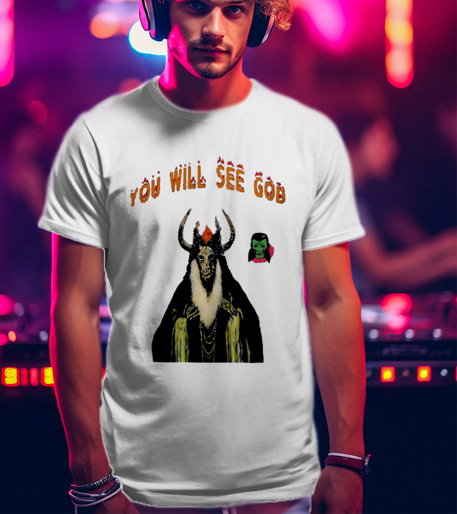 You Will See God Demon Occult Satanic Horror Green Masked Face T-Shirt