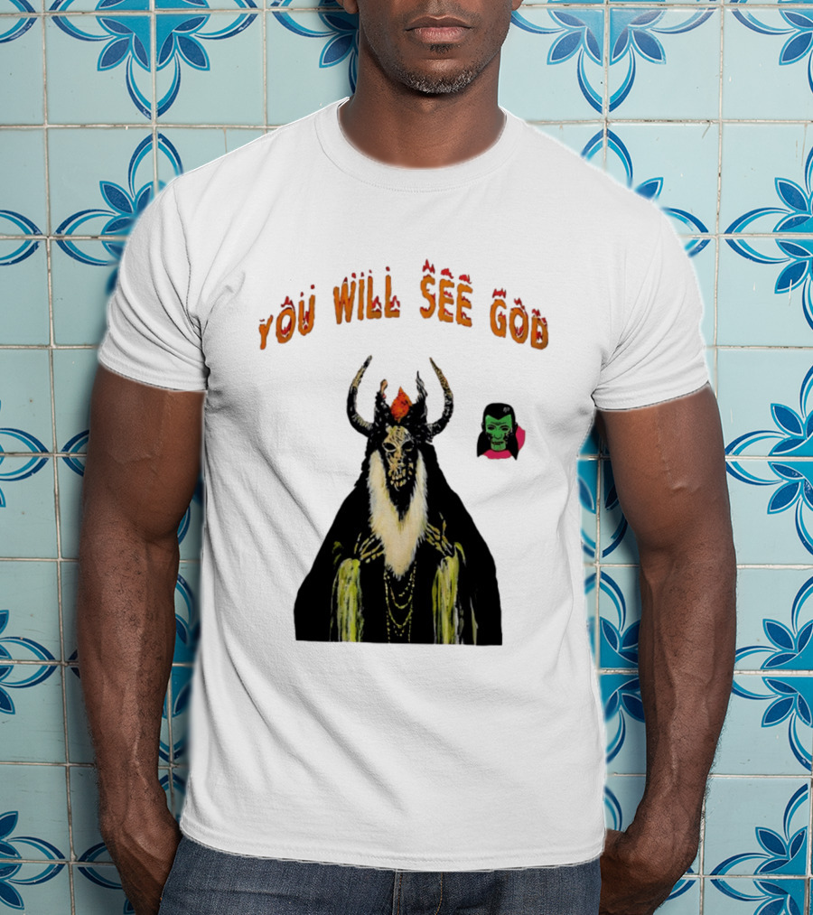 You Will See God Demon Occult Satanic Horror Green Masked Face T-Shirt