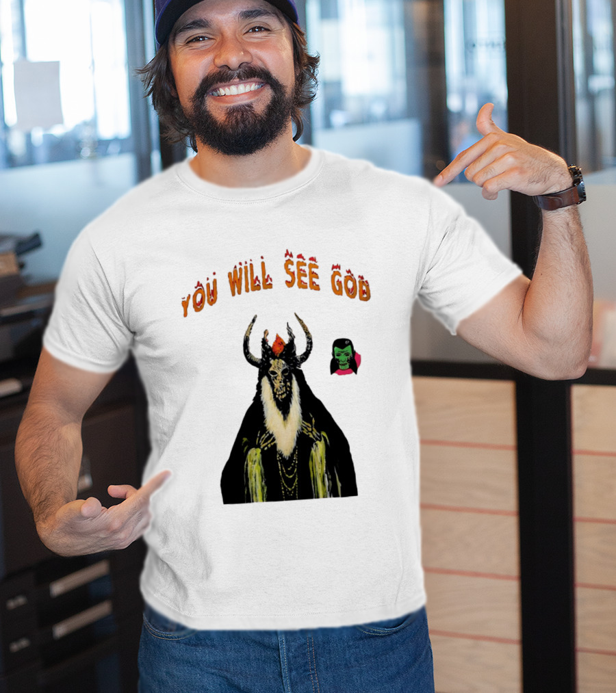 You Will See God Demon Occult Satanic Horror Green Masked Face T-Shirt