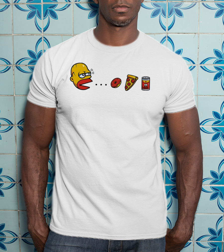 Simps Dad Pac Man Eating Donut Pizza And Beer T-Shirt