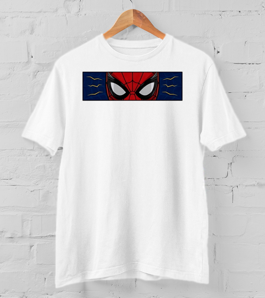 Spider Man With Great Power Comes Great Responsibility Marvel Superhero Mask Webbing T-Shirt
