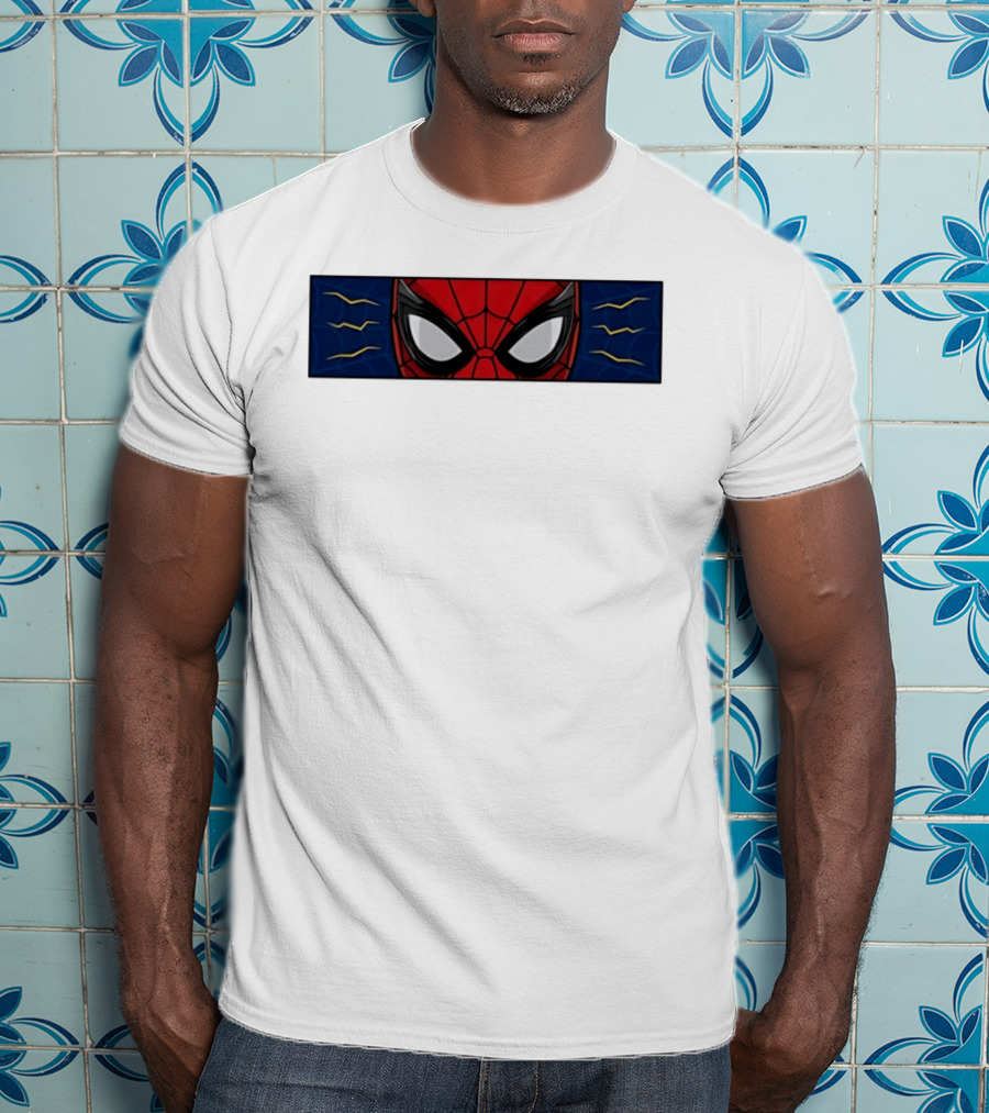 Spider Man With Great Power Comes Great Responsibility Marvel Superhero Mask Webbing T-Shirt