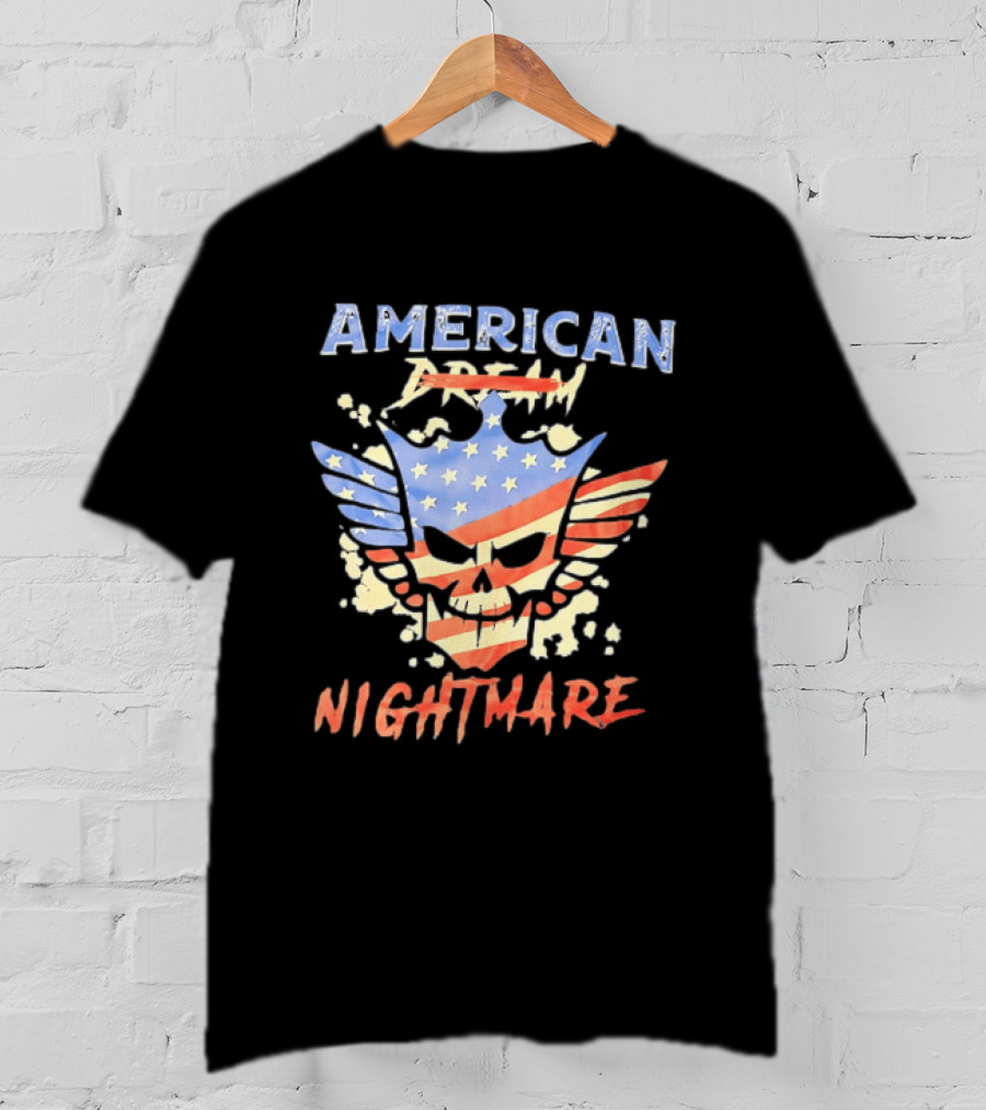 American Dream Nightmare Skull Patriotic Stars And Stripes T-Shirt
