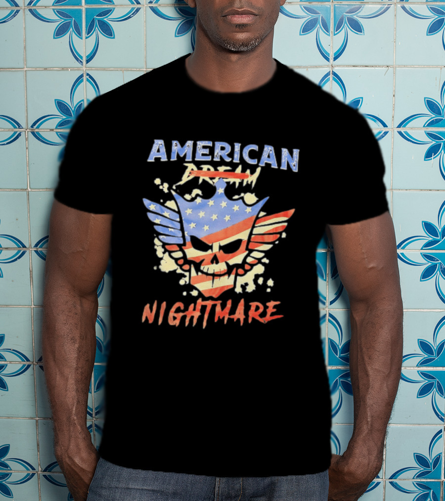 American Dream Nightmare Skull Patriotic Stars And Stripes T-Shirt
