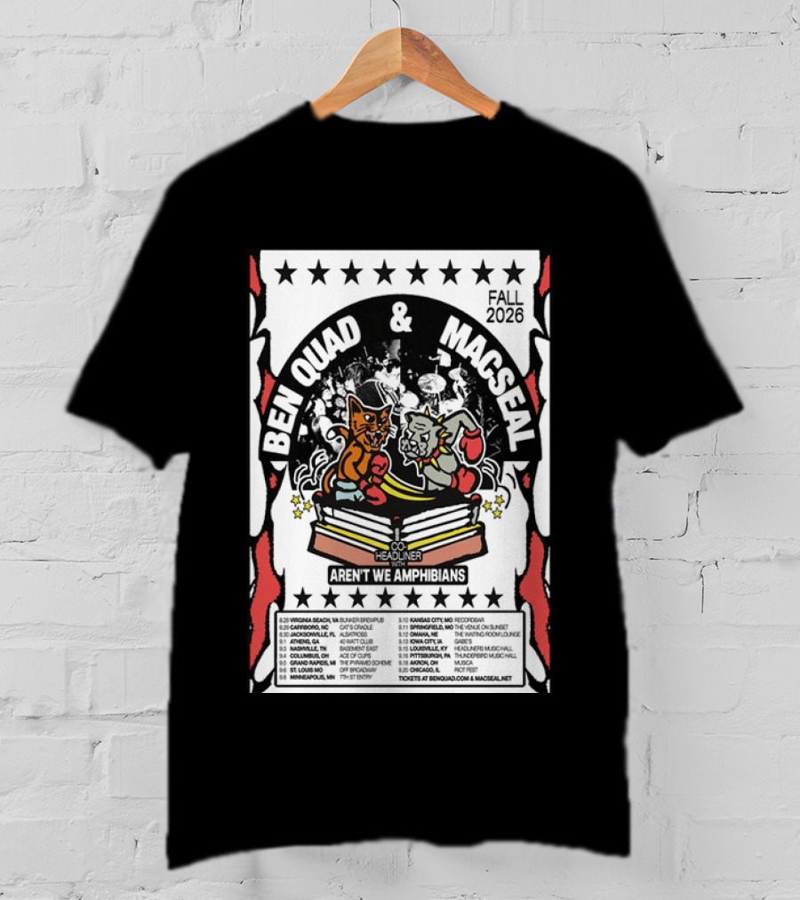 Ben Quad And Macseal Fall 2026 Tour Aren't We Amphibians Co Headliner T-Shirt
