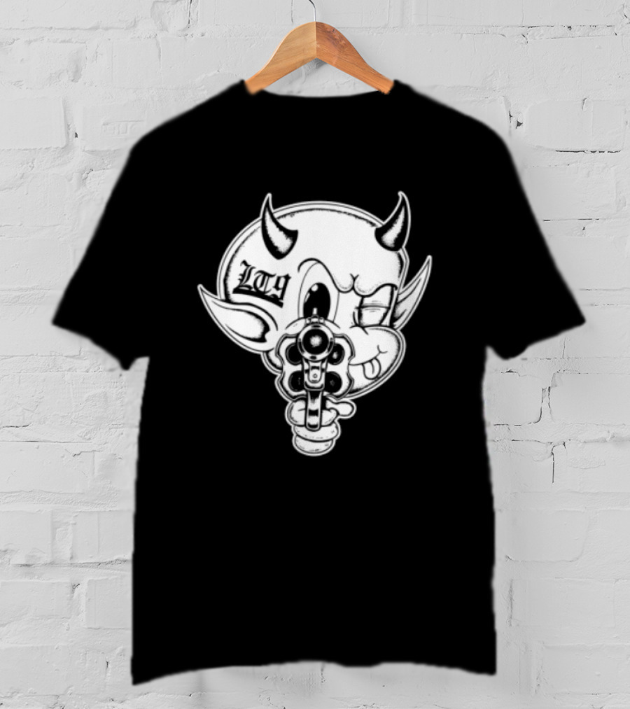 Loadthanine Store Devil Gun Horns Mask T-Shirt