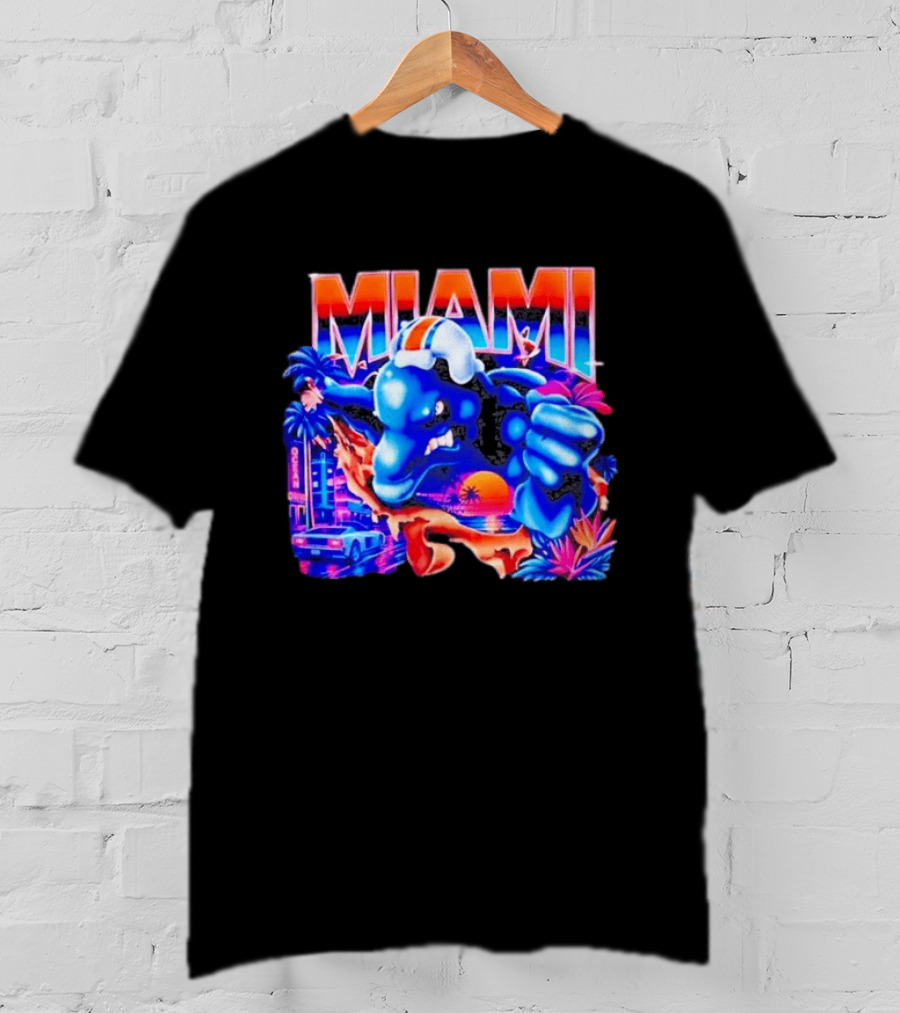 Miami Dolphins Rare Nutmeg Vintage Neon Miami Vice T-Shirt