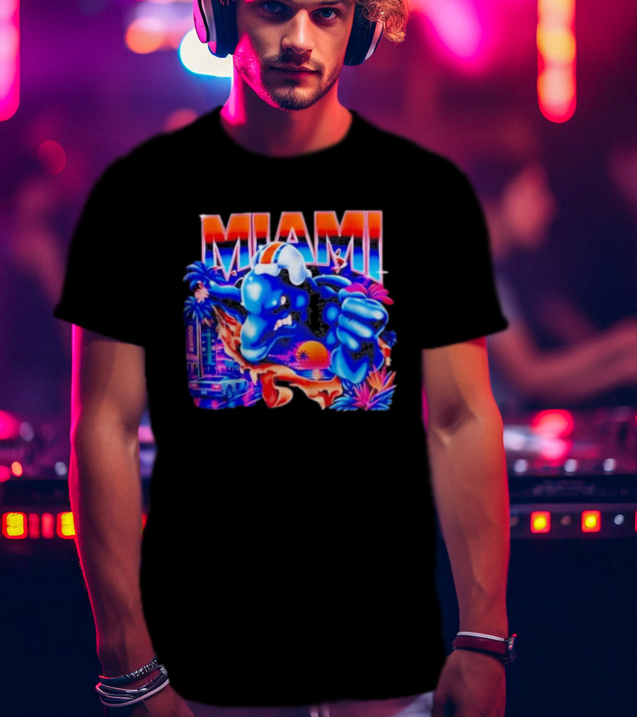 Miami Dolphins Rare Nutmeg Vintage Neon Miami Vice T-Shirt