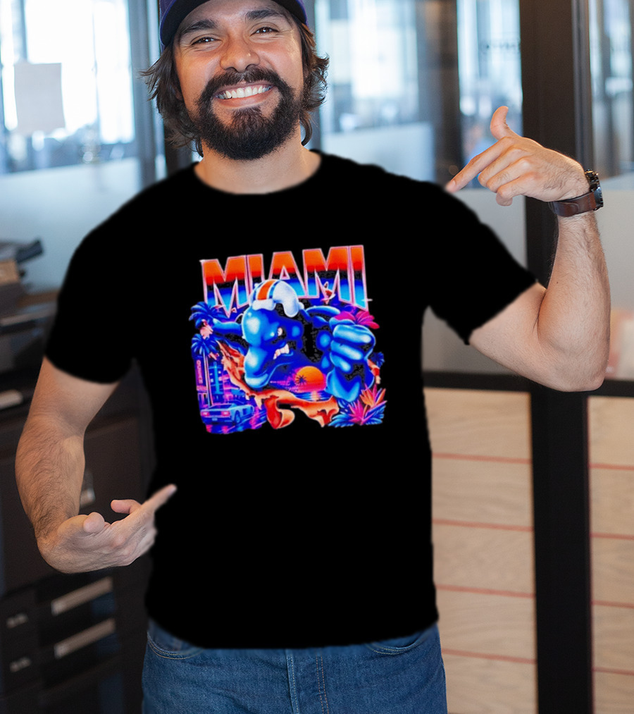 Miami Dolphins Rare Nutmeg Vintage Neon Miami Vice T-Shirt