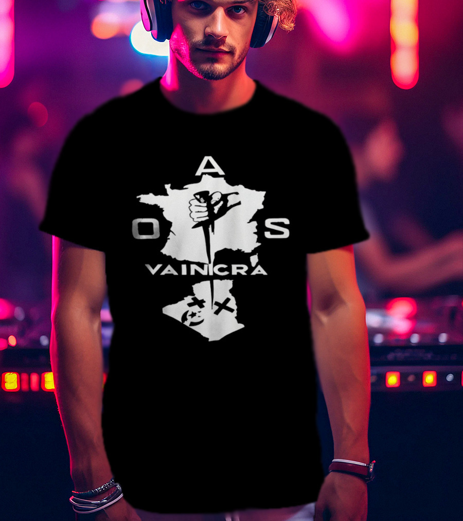 OAS Vaincra France Algeria Map Hand Dagger T-Shirt