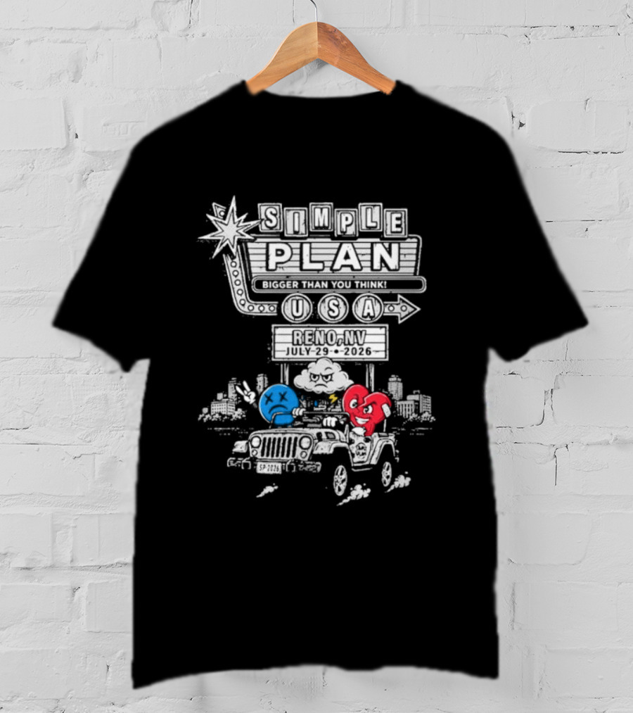 Simple Plan USA Reno NV Grand Theatre July 29 2026 Event T-Shirt