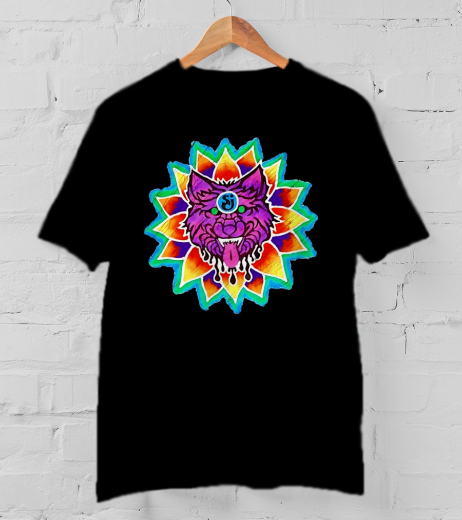 Sj Wolf Mandala Psychedelic Tribal Vivid T-Shirt