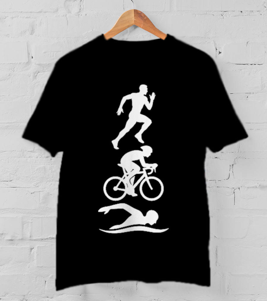 Triathlete Swim Bike Run Iconic Silhouette Athlete Training T-Shirt