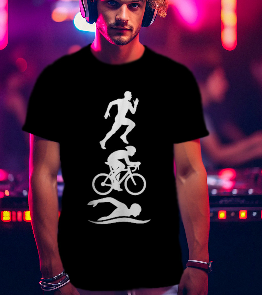 Triathlete Swim Bike Run Iconic Silhouette Athlete Training T-Shirt