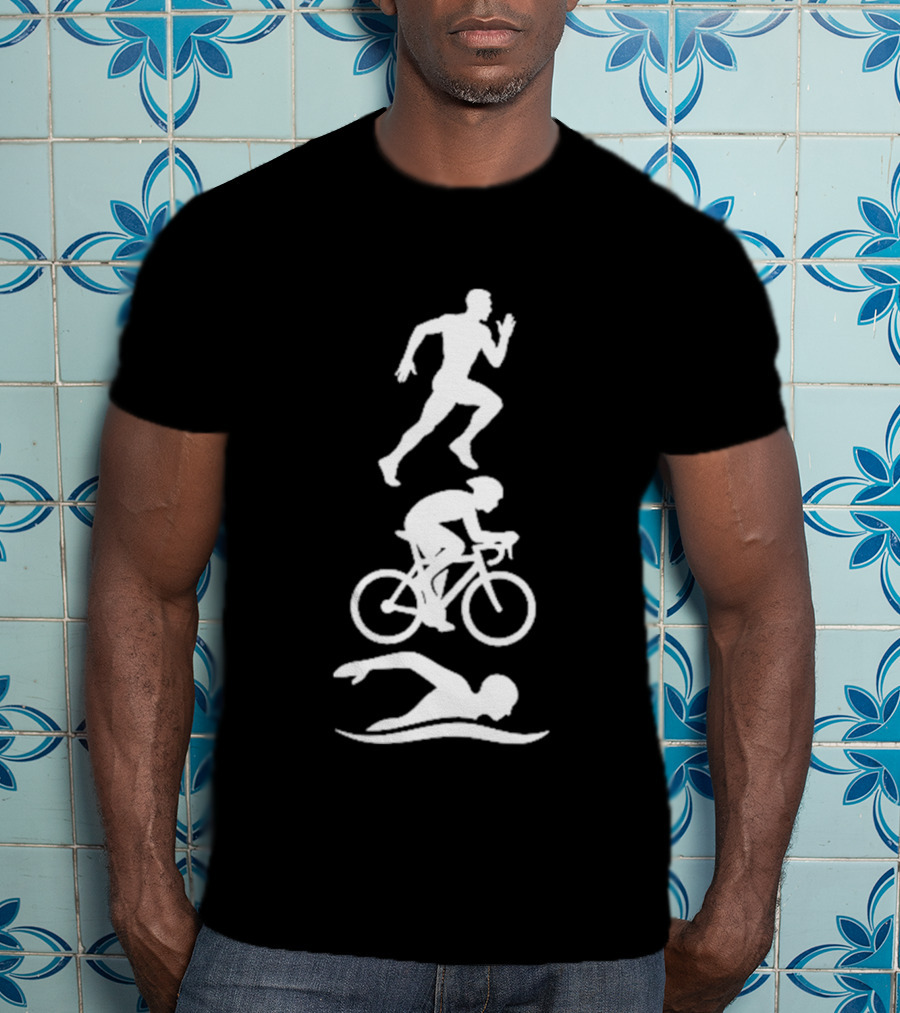 Triathlete Swim Bike Run Iconic Silhouette Athlete Training T-Shirt