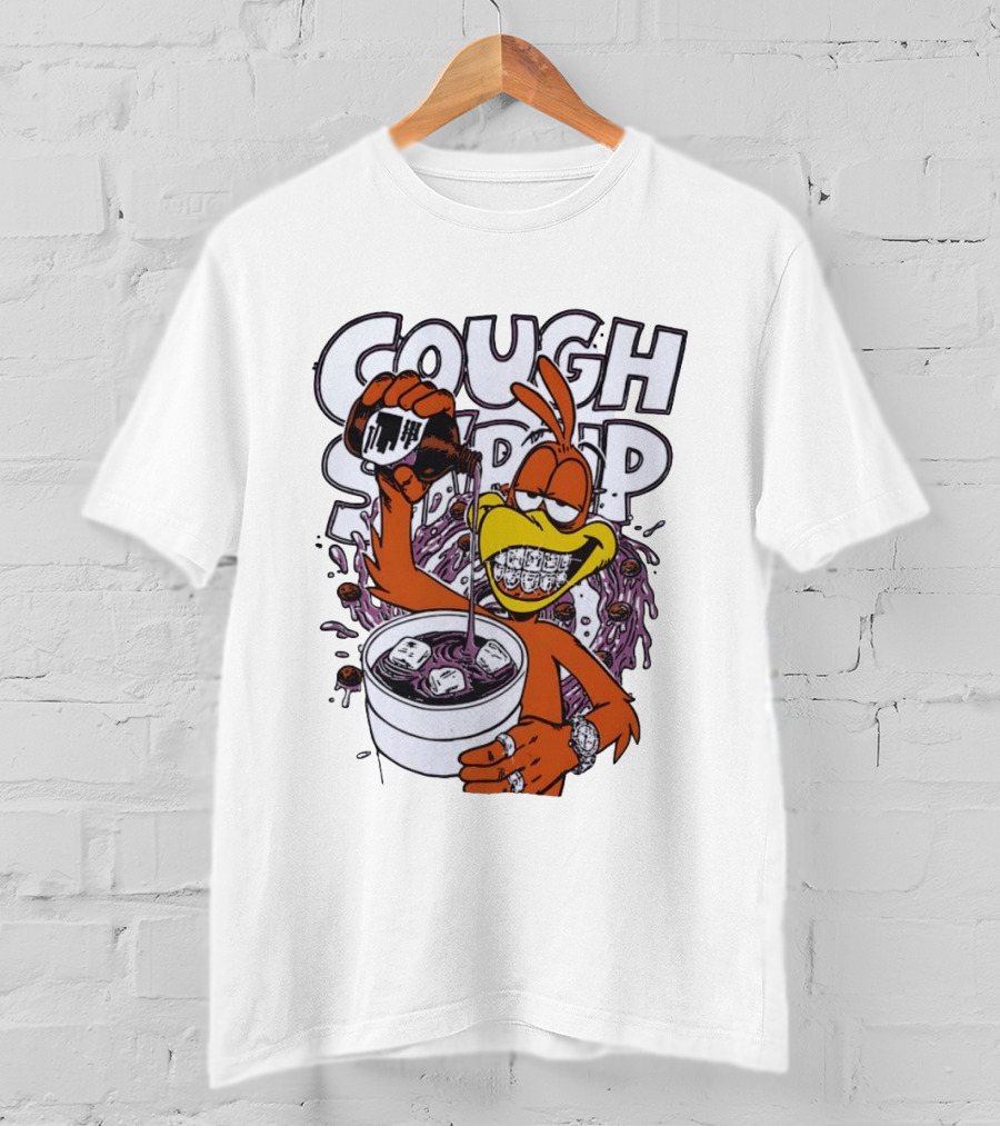 Cough Syrup Toucan Purple Drink Ice Braces Cartoon T-Shirt