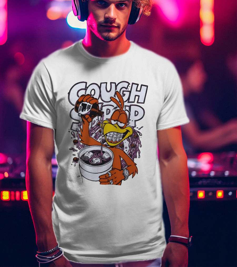 Cough Syrup Toucan Purple Drink Ice Braces Cartoon T-Shirt