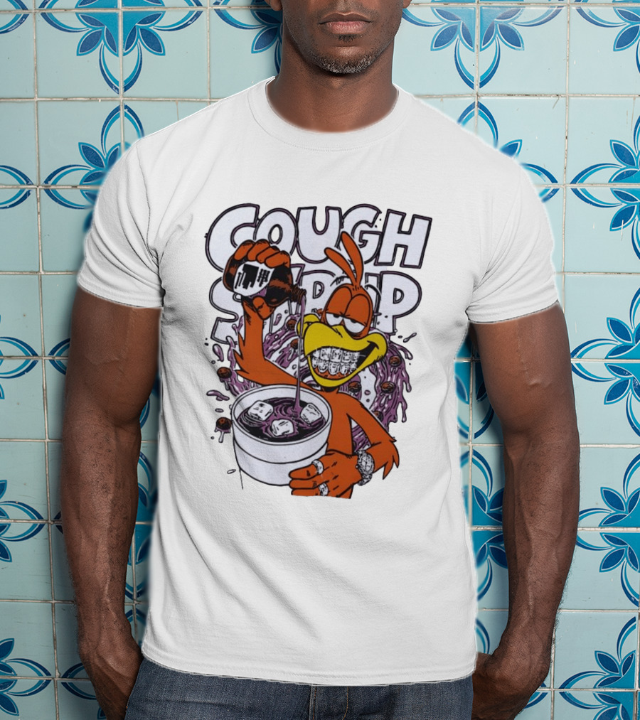 Cough Syrup Toucan Purple Drink Ice Braces Cartoon T-Shirt