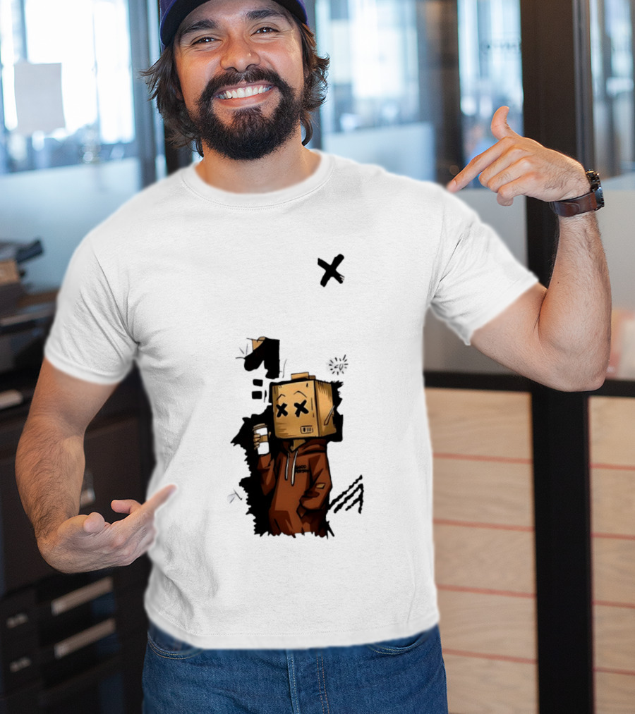 Good Person Box Head Drinking Coffee T-Shirt