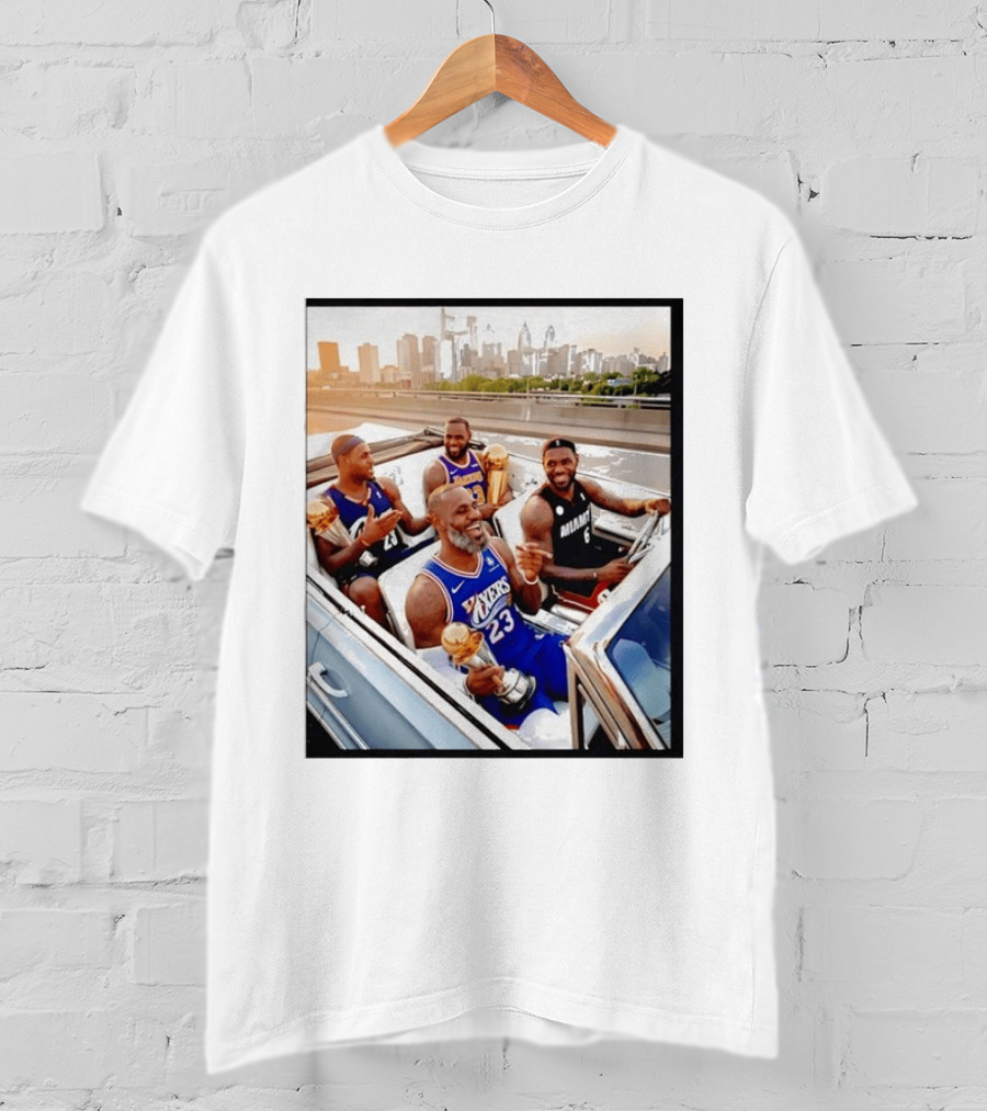 Lebron James Lakers Cavaliers Heat Champions Trophies Parade T-Shirt