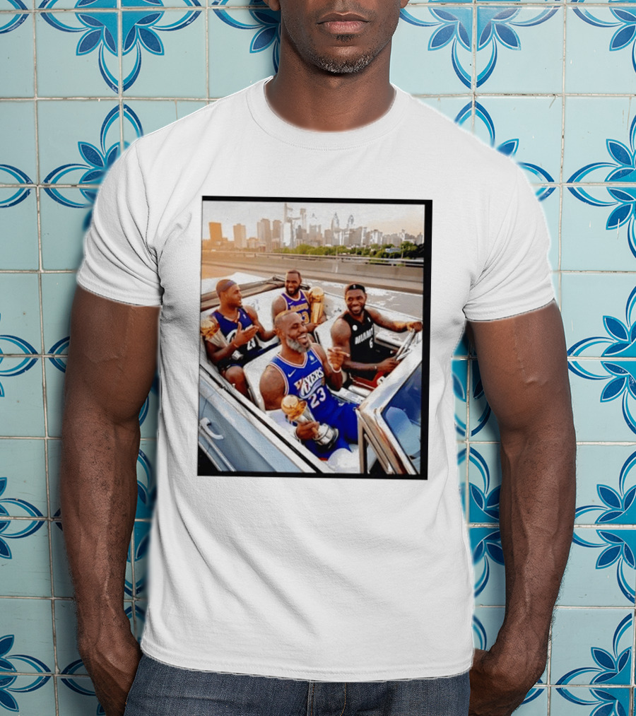 Lebron James Lakers Cavaliers Heat Champions Trophies Parade T-Shirt