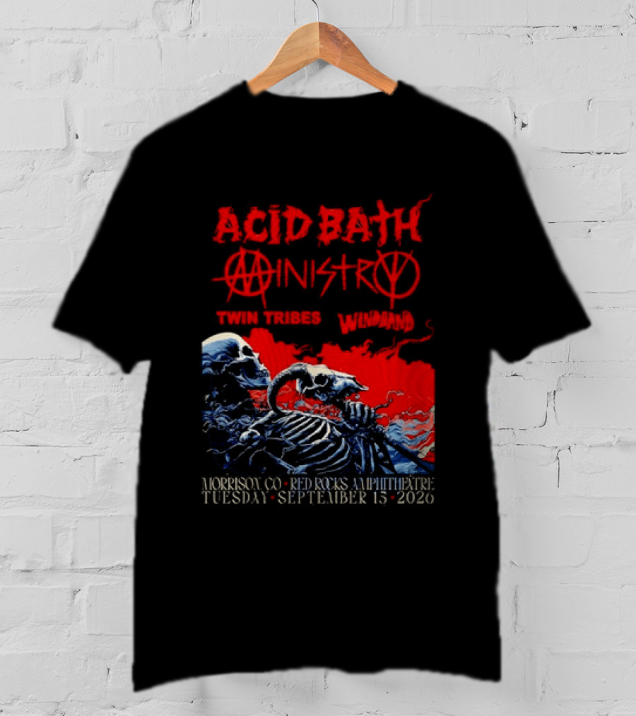 Acid Bath Ministry Twin Tribes Windhand Red Rocks Amphitheatre September 2026 Concert T-Shirt