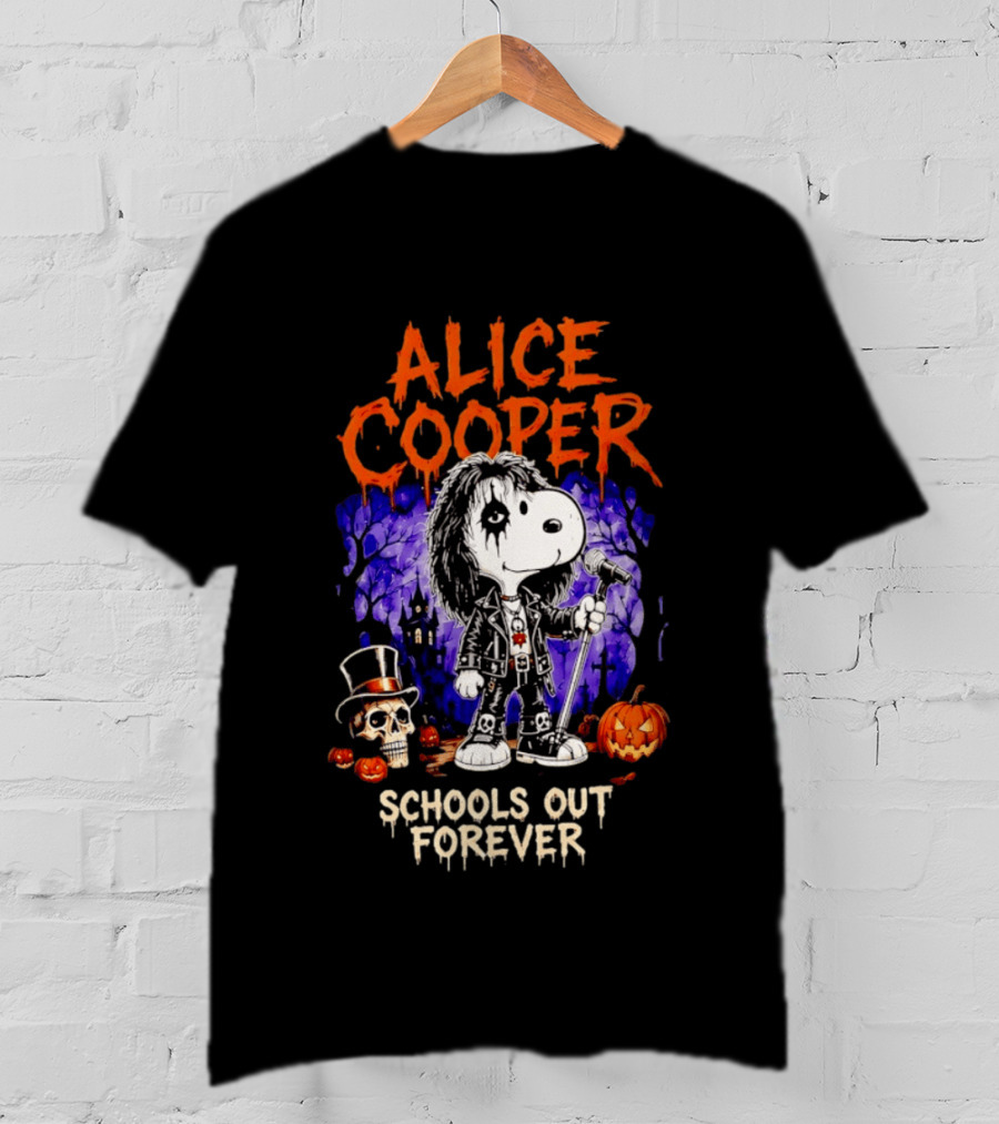 Alice Cooper Snoopy Schools Out Forever Halloween Punk Rock Mashup T-Shirt