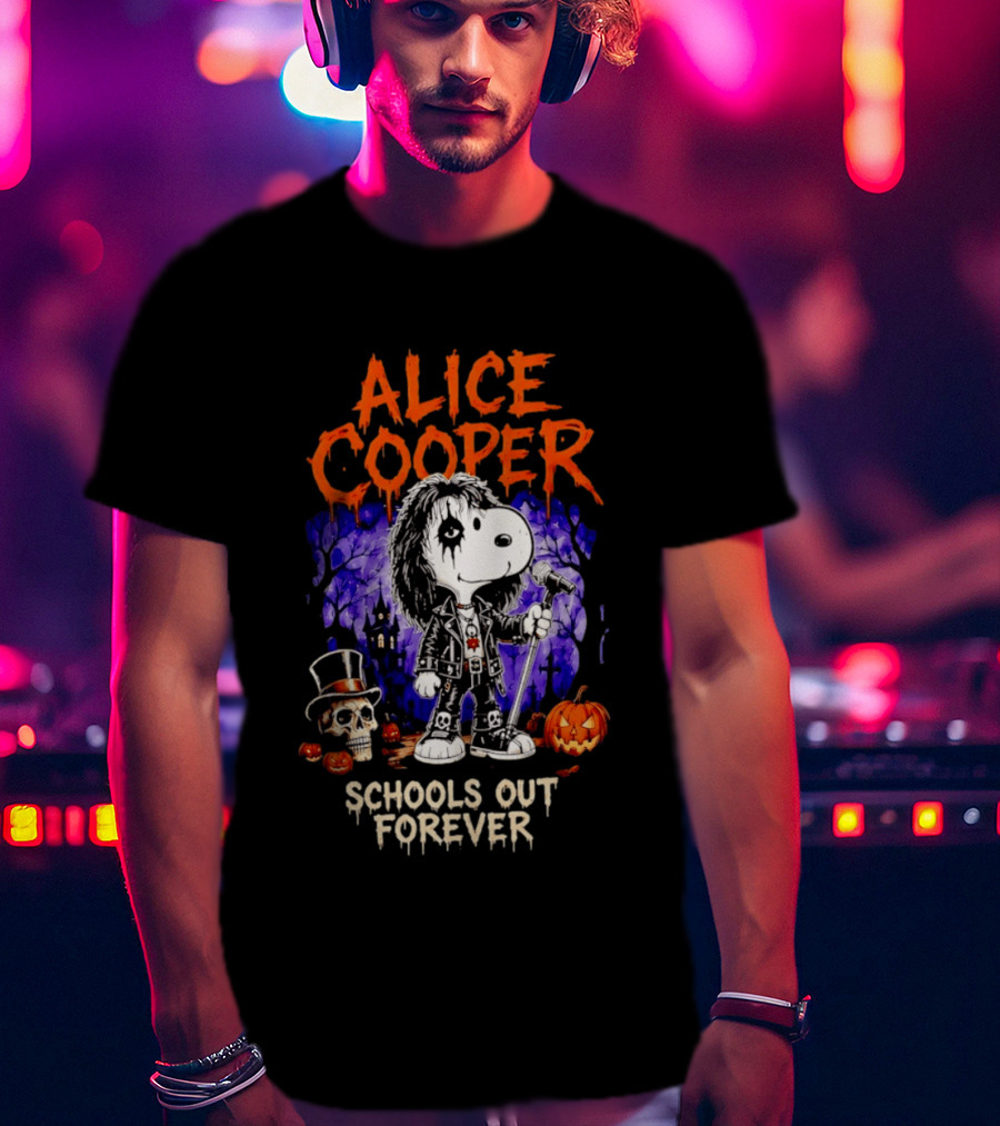 Alice Cooper Snoopy Schools Out Forever Halloween Punk Rock Mashup T-Shirt
