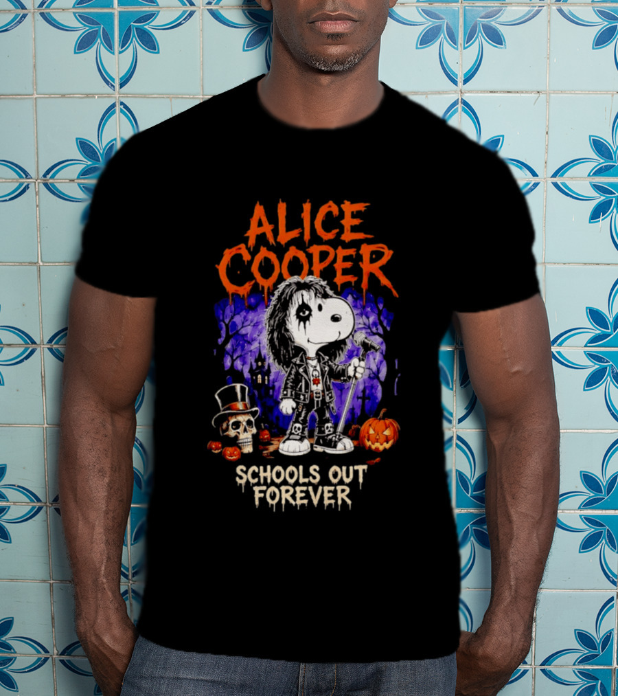 Alice Cooper Snoopy Schools Out Forever Halloween Punk Rock Mashup T-Shirt
