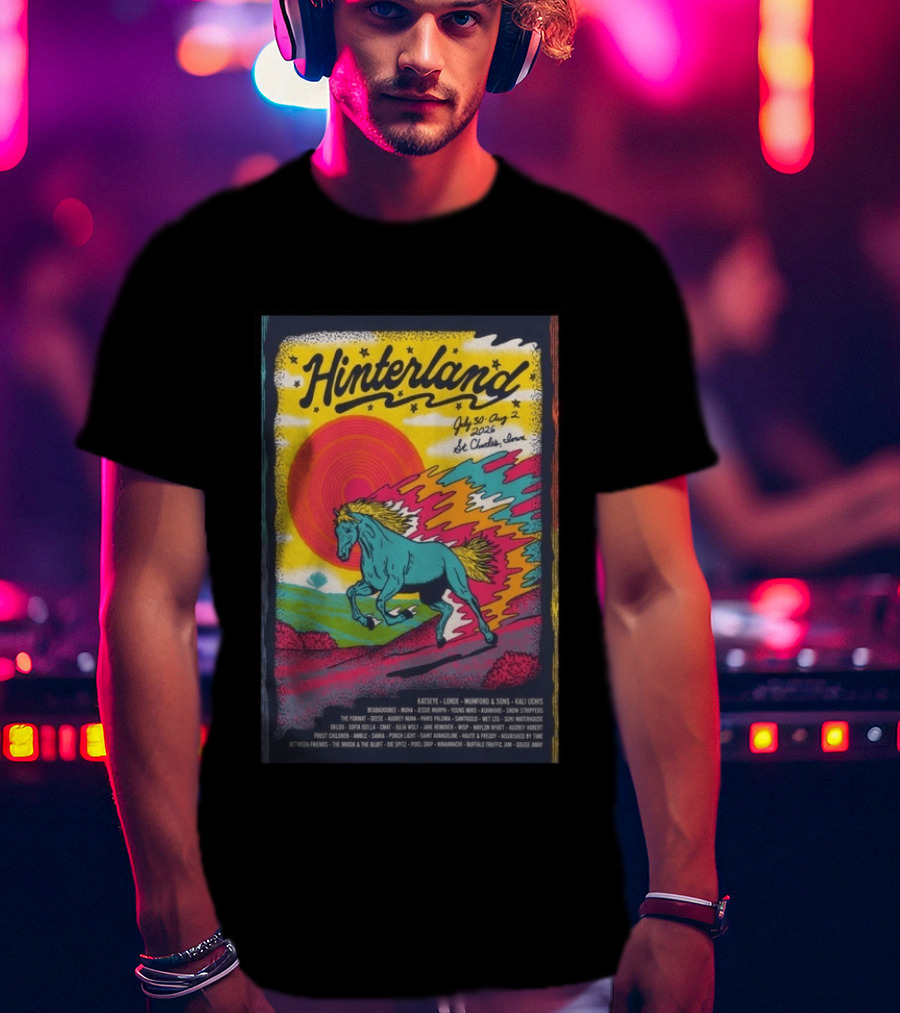 Hinterland Music Festival 2026 St. Charles Iowa July 30 August 2 Lineup Kaleidoscopic Horse T-Shirt