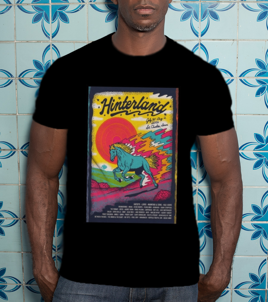 Hinterland Music Festival 2026 St. Charles Iowa July 30 August 2 Lineup Kaleidoscopic Horse T-Shirt