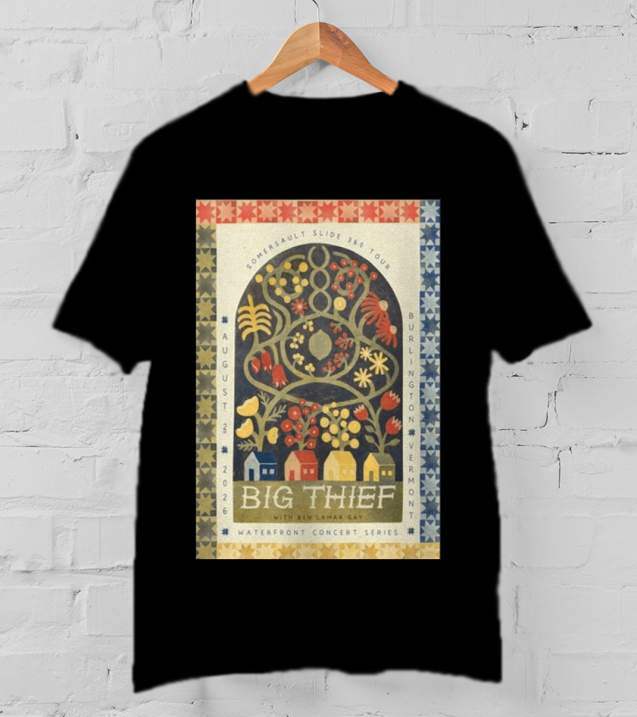 Big Thief Somersault Slide 360 Tour Burlington Vermont August 2 2026 Waterfront Concert Series T-Shirt