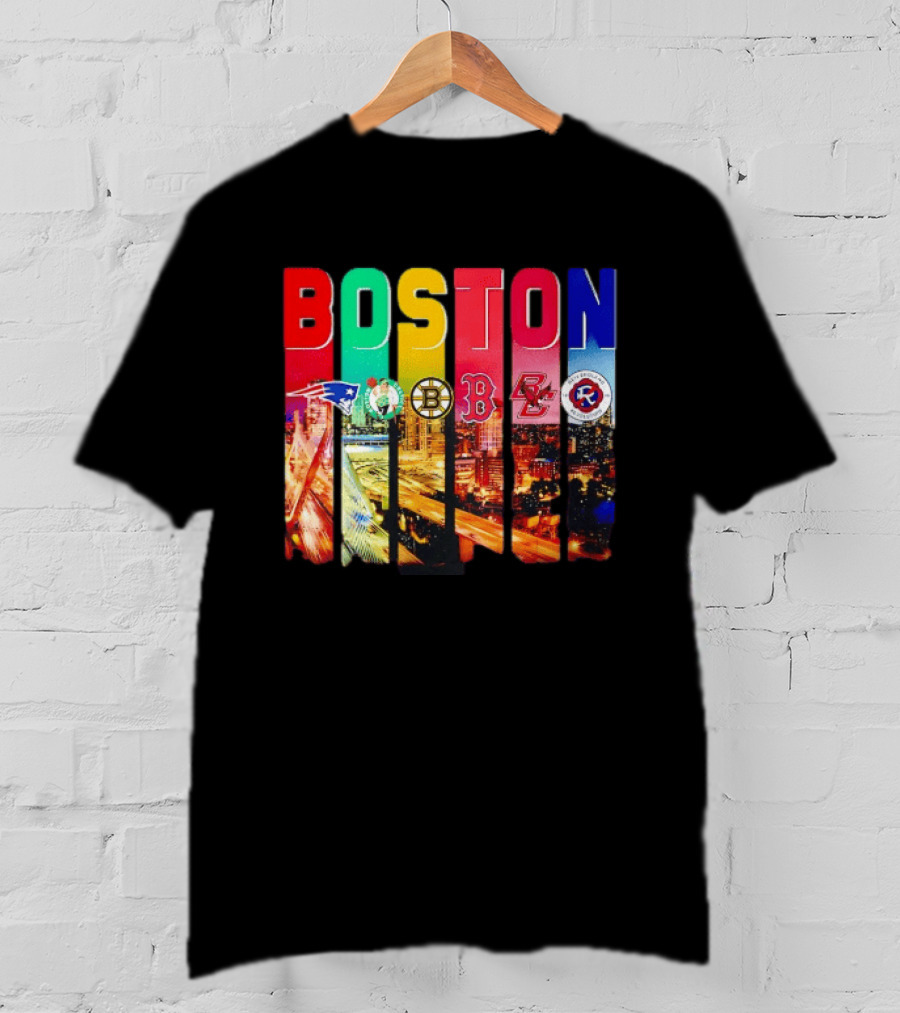 Boston Sports Patriots Celtics Bruins Red Sox BC Revolution Team Logos T-Shirt
