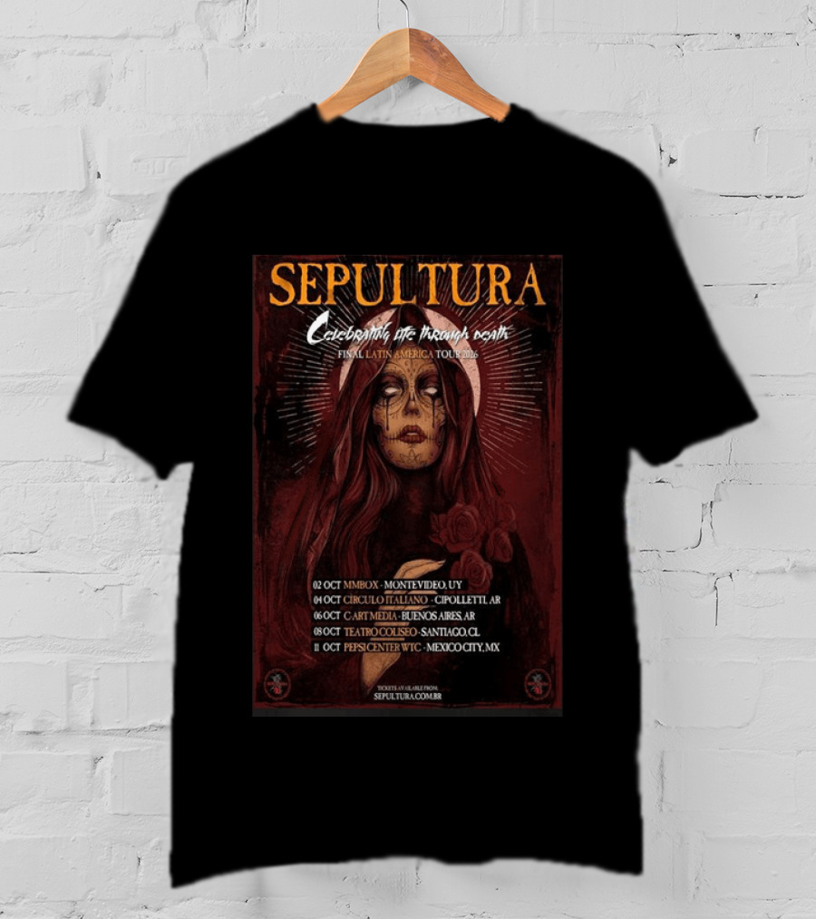 Sepultura Celebrating The Thorn Of Death Final Latin America Tour 2026 T-Shirt