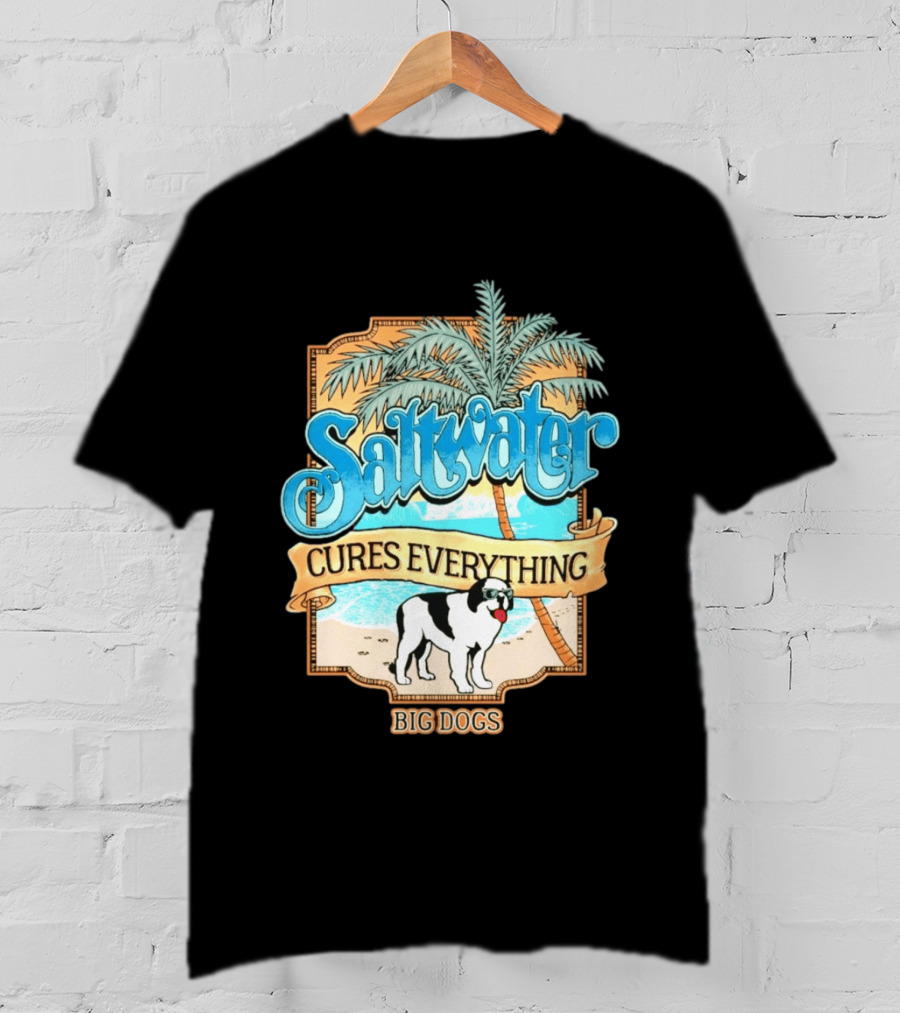 Saltwater Cures Everything Big Dogs Palm Beach Scene T-Shirt