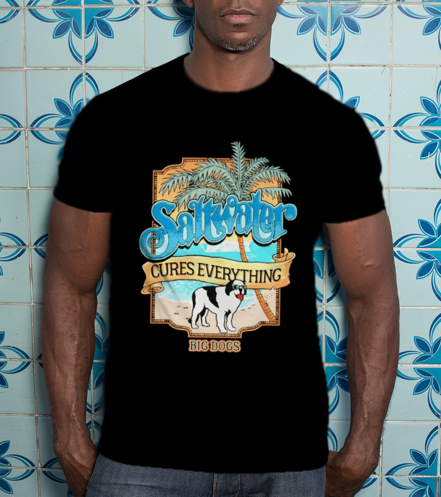 Saltwater Cures Everything Big Dogs Palm Beach Scene T-Shirt
