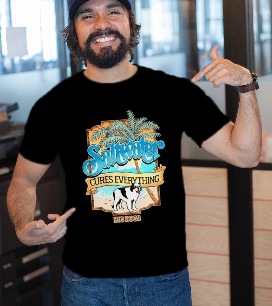Saltwater Cures Everything Big Dogs Palm Beach Scene T-Shirt