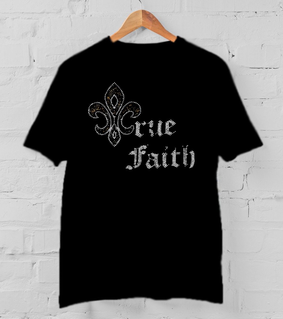 Crue Faith Fleur De Lis Rhinestone Ornament T-Shirt