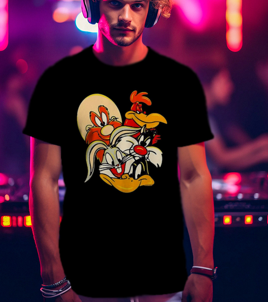 Looney Tunes Smiling Faces Bugs Bunny Sylvester Foghorn Leghorn Taz T-Shirt