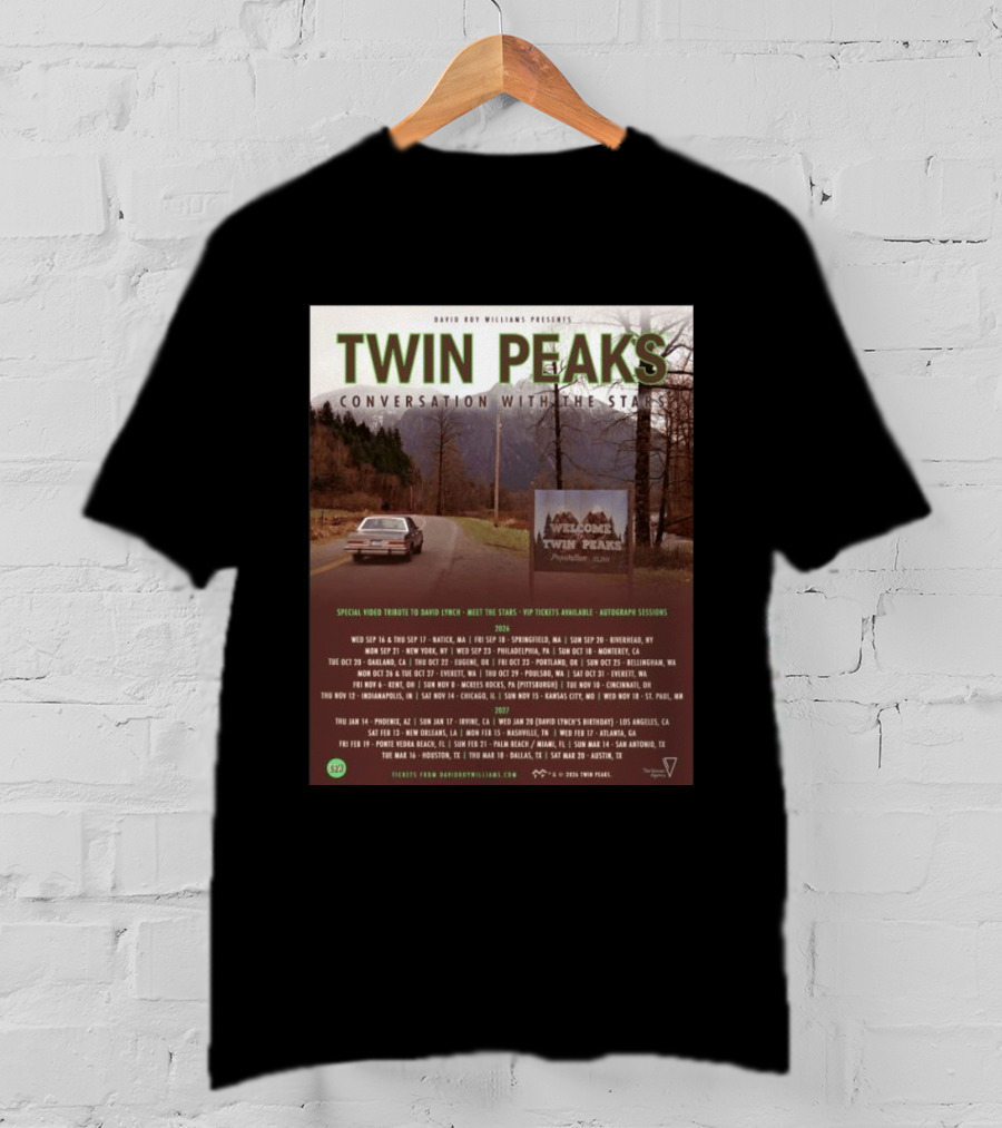 David Roy Williams Presents Twin Peaks Conversation With The Stars Tour Featuring Special Tribute To David Lynch 2023 2024 T-Shirt