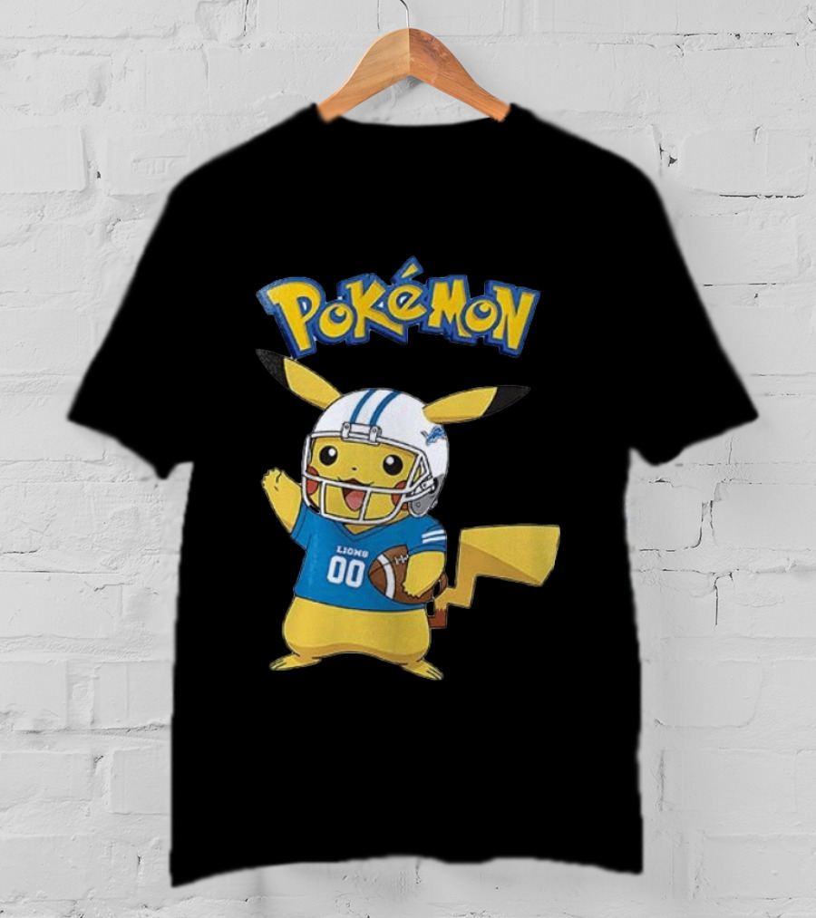 Detroit Lions Pokemon Pikachu Football Fan T-Shirt