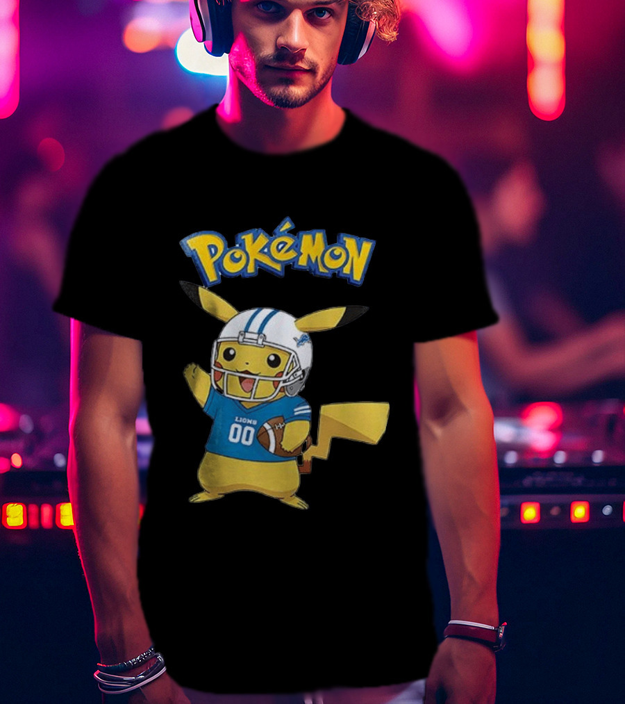Detroit Lions Pokemon Pikachu Football Fan T-Shirt