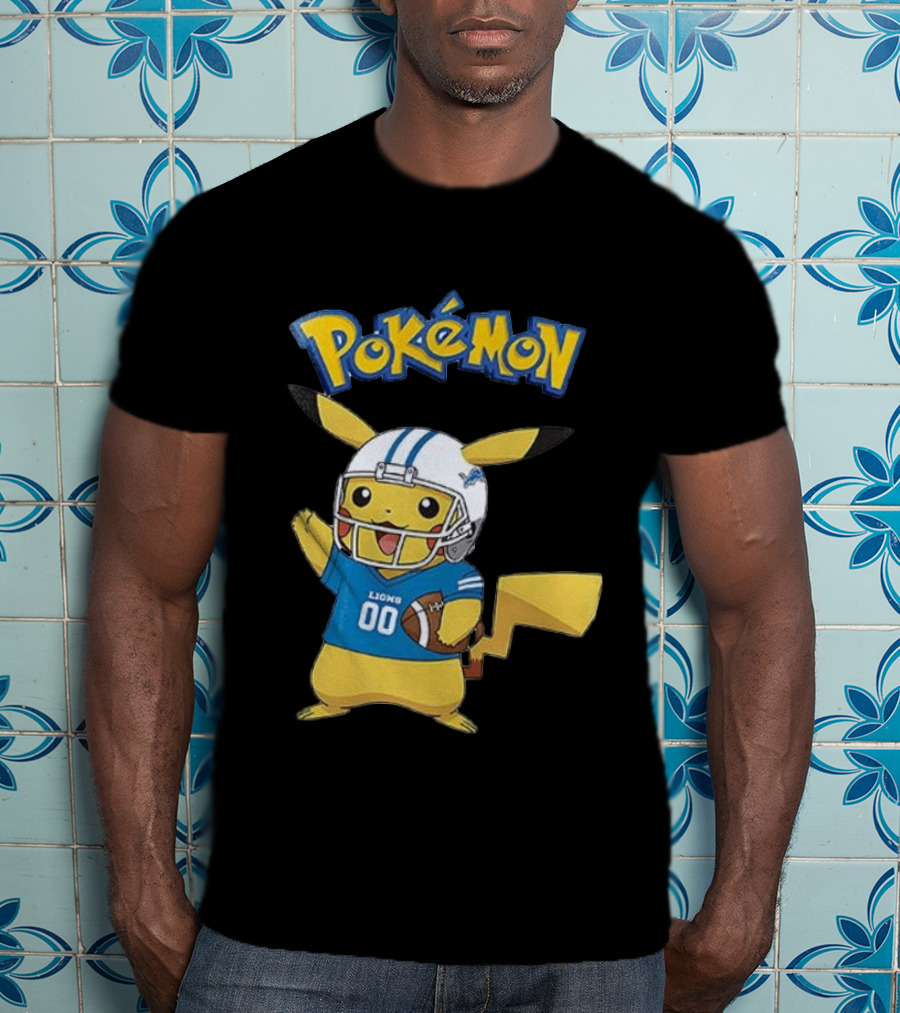 Detroit Lions Pokemon Pikachu Football Fan T-Shirt