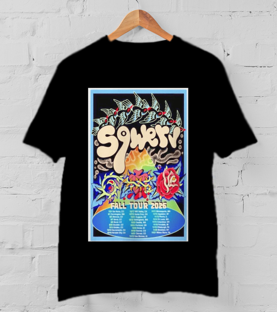 Squeaky Fall Tour 2026 Psychedelic With Rose And Leaf T-Shirt