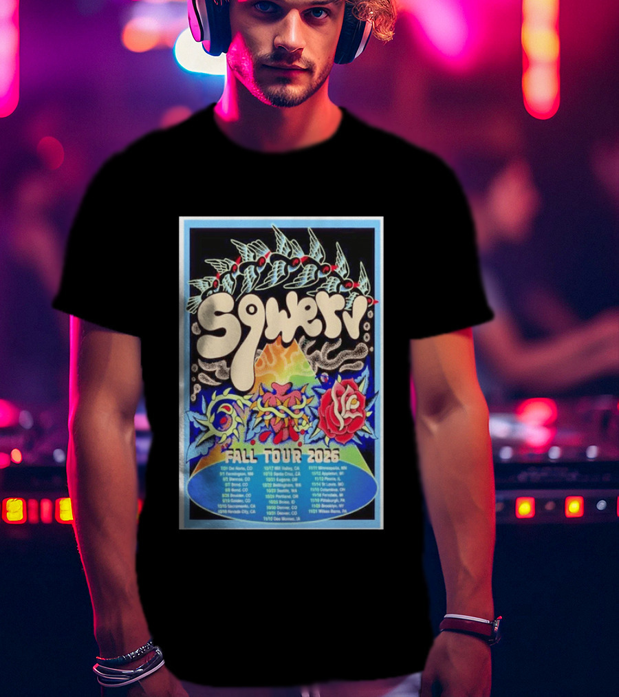 Squeaky Fall Tour 2026 Psychedelic With Rose And Leaf T-Shirt