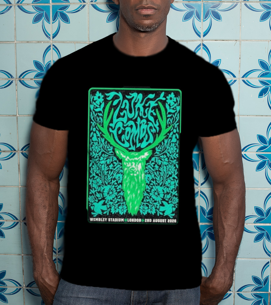 Luke Combs Wembley Stadium London August 2 2026 Deer Antlers Floral T-Shirt