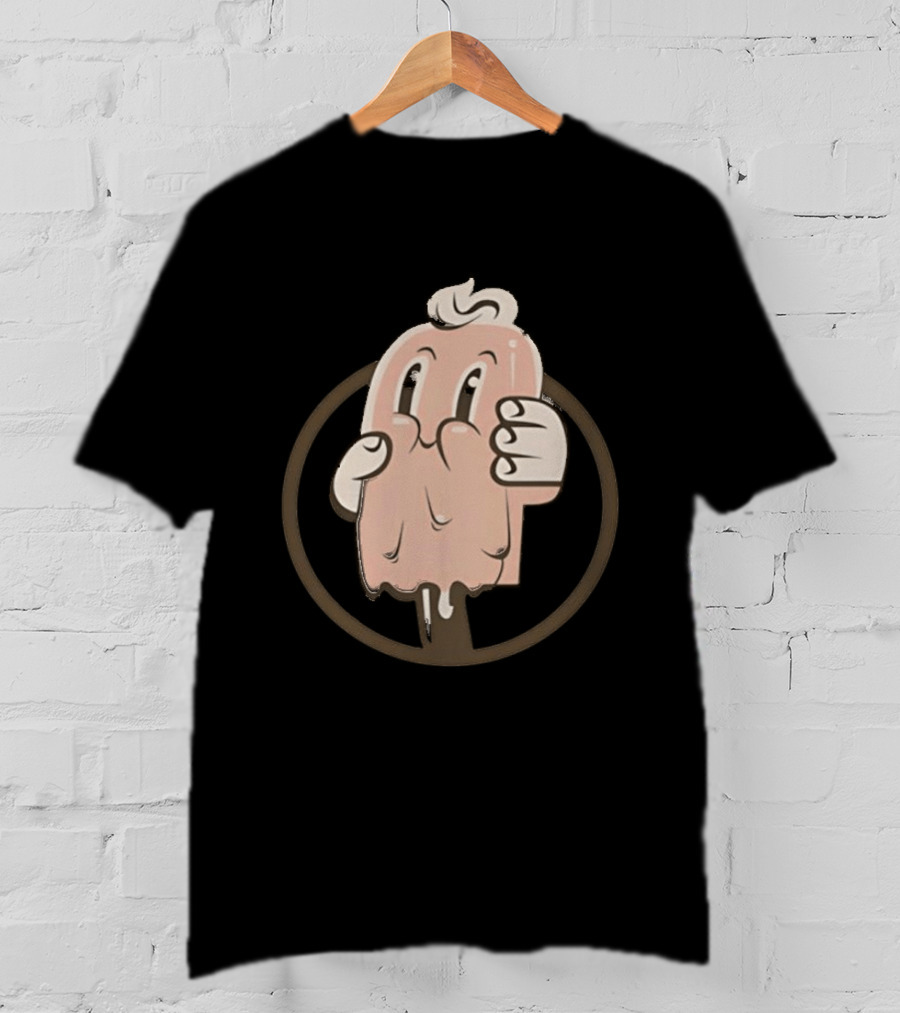 Melting Popsicle Cartoon Character With Circle T-Shirt