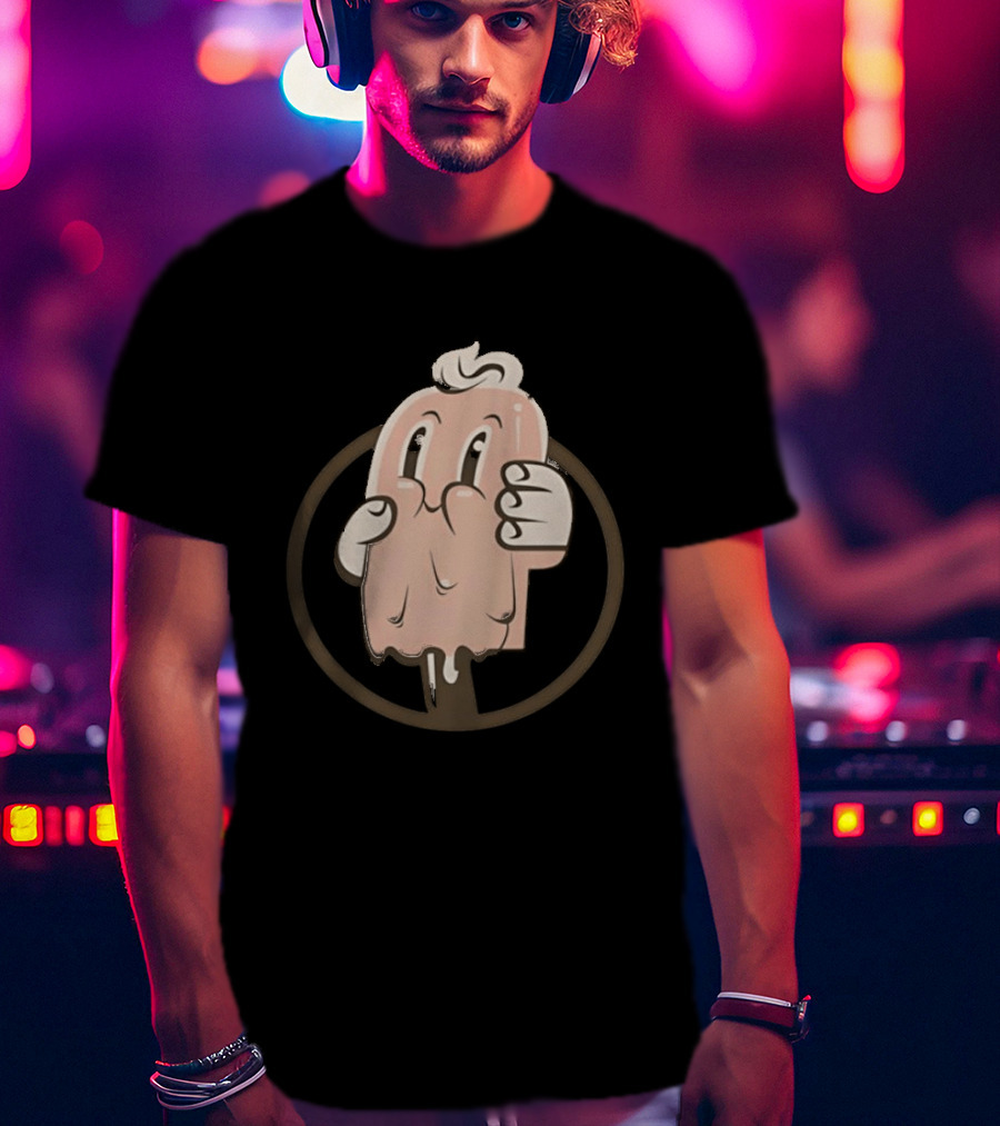 Melting Popsicle Cartoon Character With Circle T-Shirt