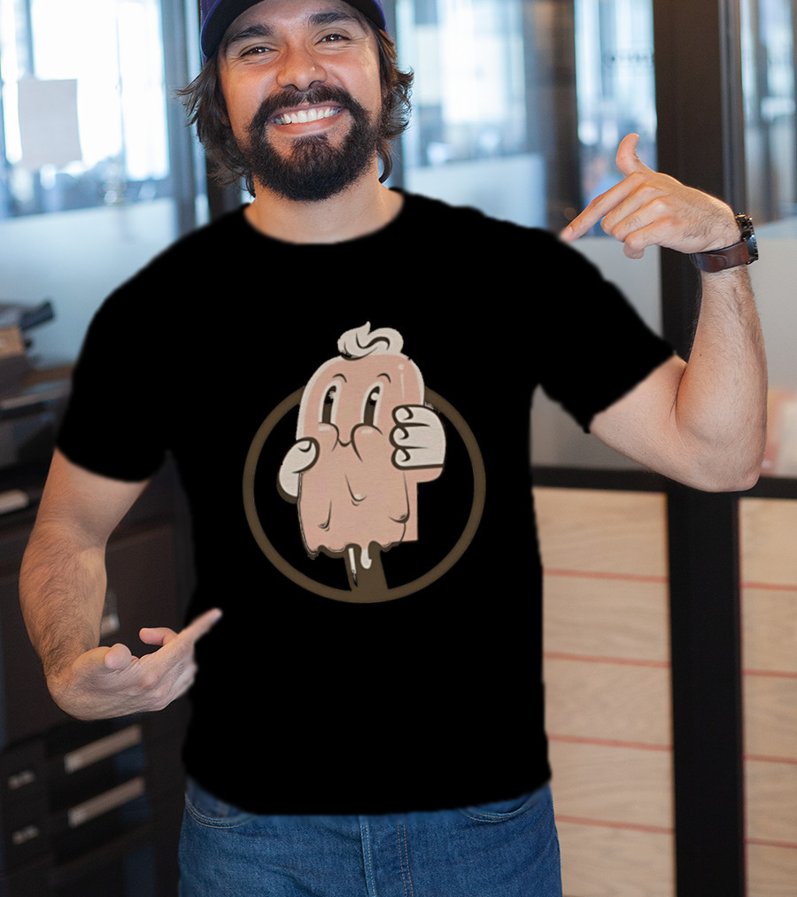 Melting Popsicle Cartoon Character With Circle T-Shirt