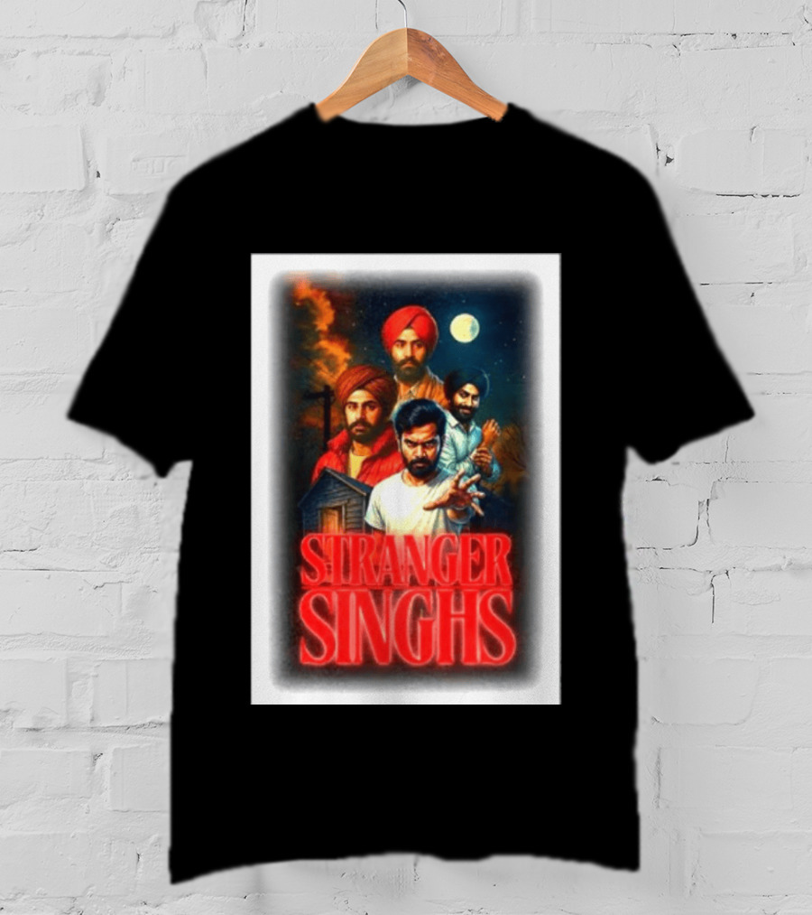Stranger Singhs Indian Series With Turbaned Characters And Moonlit Sky T-Shirt